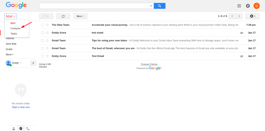 accessing contacts via gmail 1