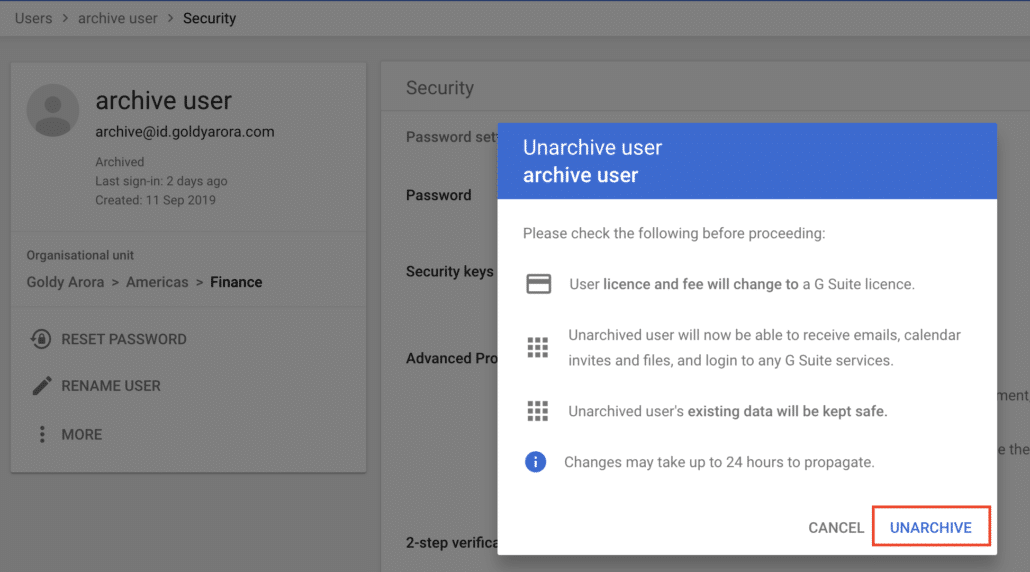 Read Unarchiving impacts