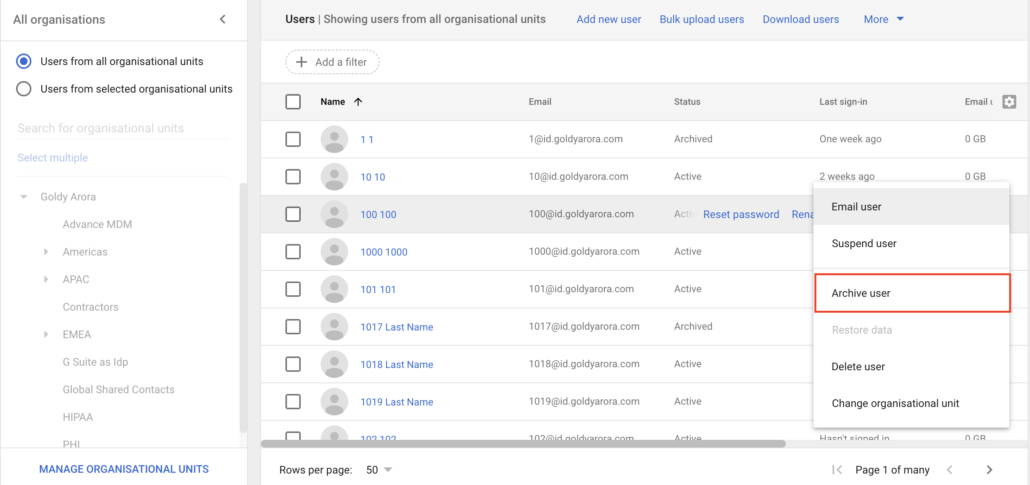 Archive User in G Suite 1