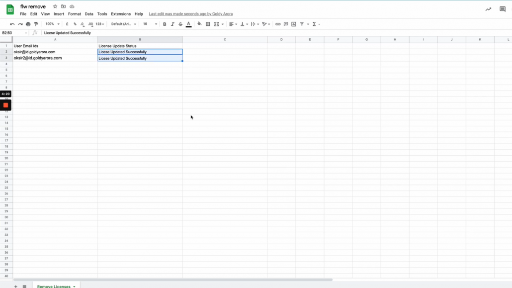15. Lets Go Back to my Sheet and It said License Updated Successfully