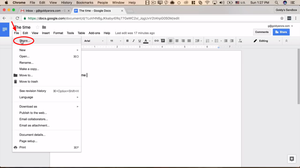 go to share this file in google docs