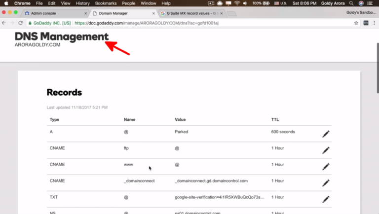 DNS Management in GoDaddy