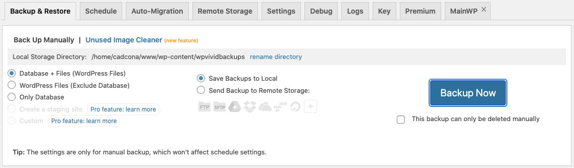 Plugin Wordpress WPvivid Backup sauvegarde