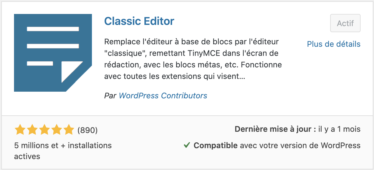 Plugin Wordpress Classic Editor