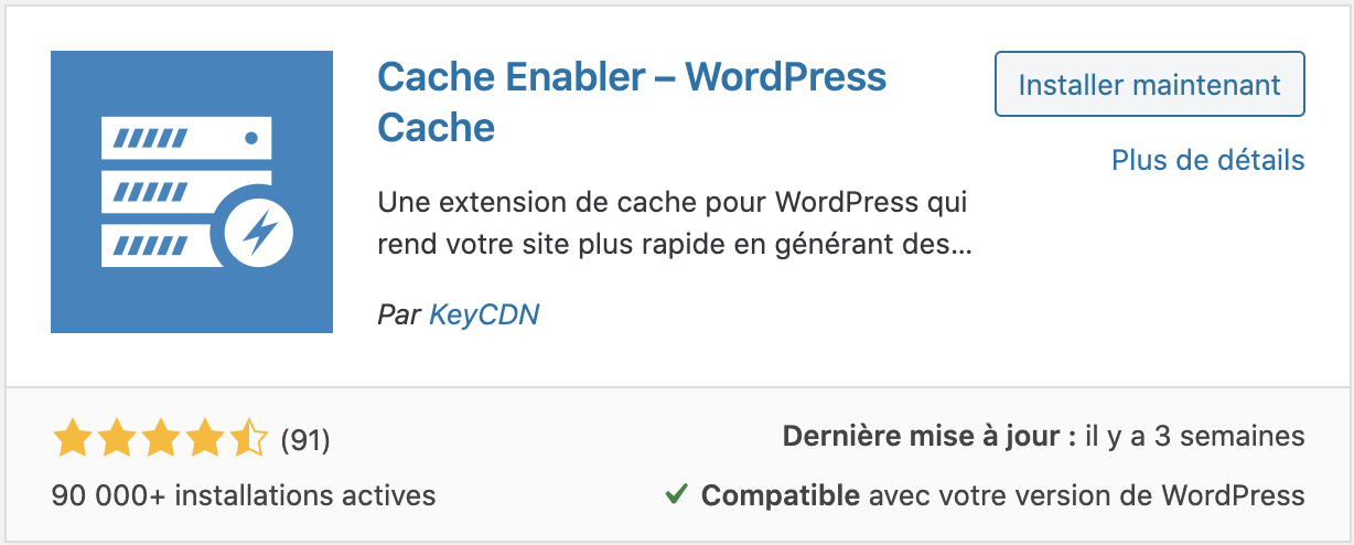 Plugin Wordpress Cache Enabler