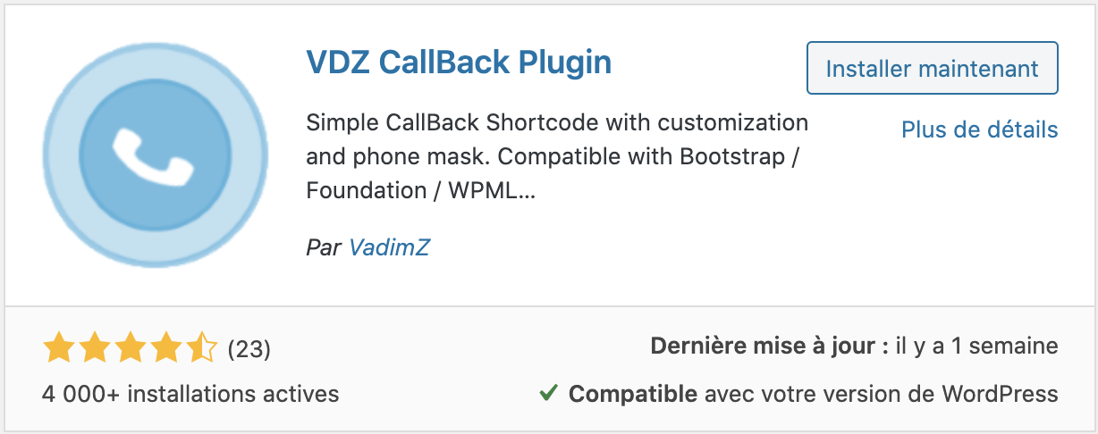 Plugin Wordpress VDZ Callback