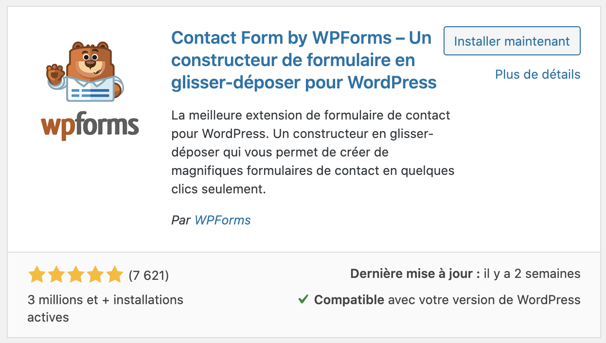 Plugin Wordpress WPForms