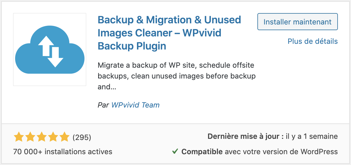 Plugin Wordpress WPvivid Backup