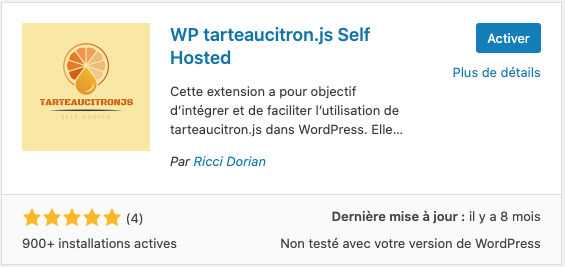 Plugin Wordpress Tarte au citron