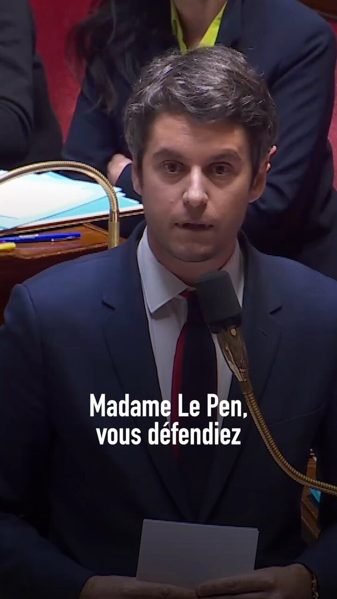🇺🇦 « Madame Le Pen, vous défendiez une alliance militaire avec la Russie.
Il y a lieu de se demander si les troupes de Poutine ne sont pas déjà dans notre pays : je parle de vous et vos troupes. » — @GabrielAttal