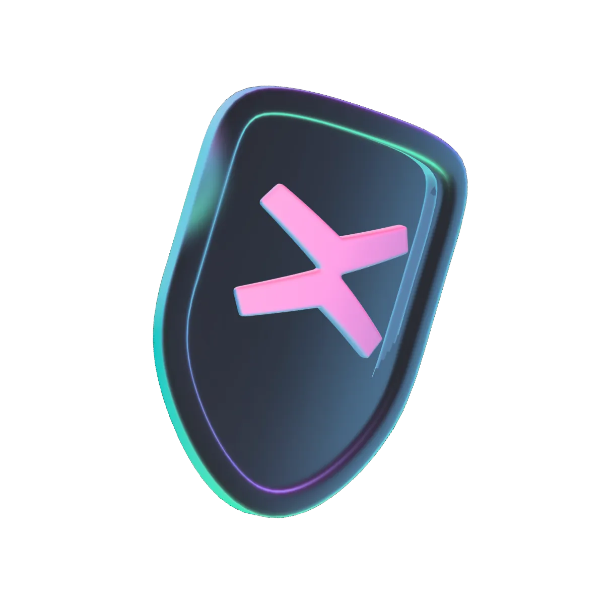 a violet transparent shield with a pink cross on it