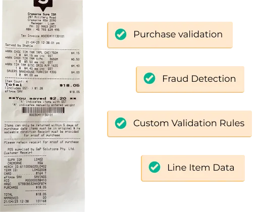 Receipt with receipt validation benefits