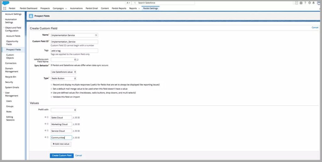 Create a Custom Field in Salesforce Pardot