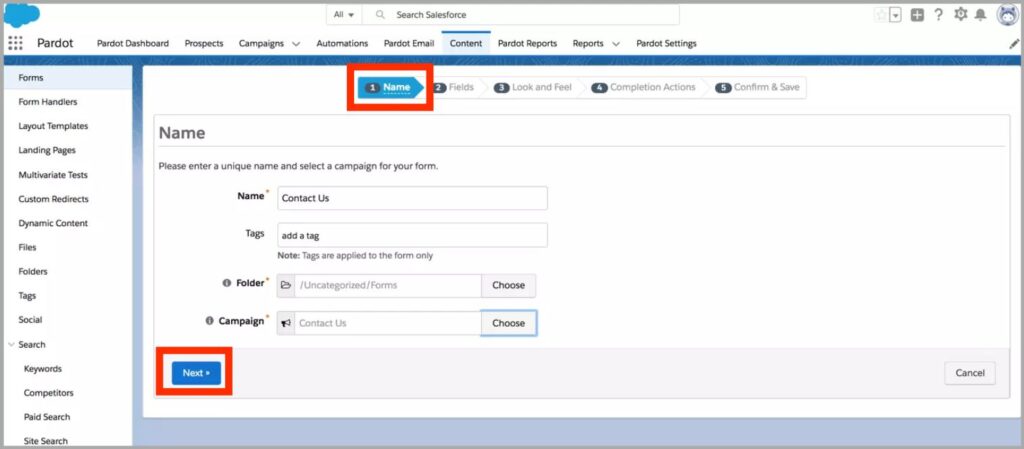 Create a Form in Salesforce Pardot