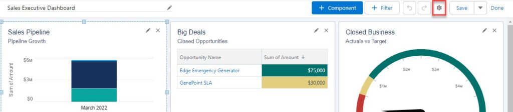 Dashboard Properties in Salesforce Lightning