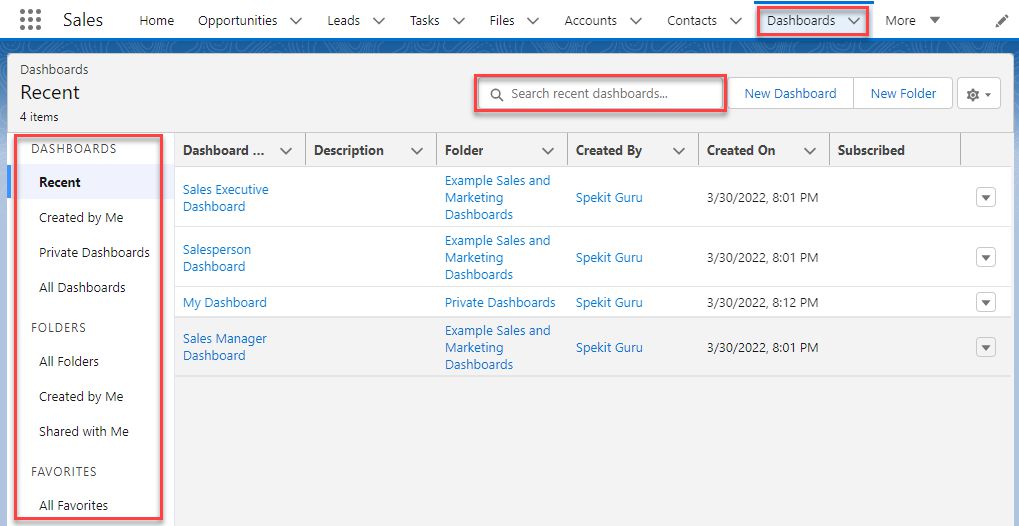 Dashboard Folders in Salesforce Lightning