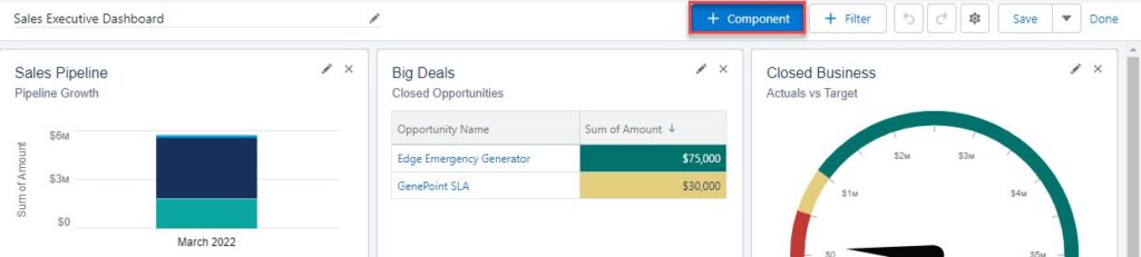 Dashboard Components in Salesforce Lightning