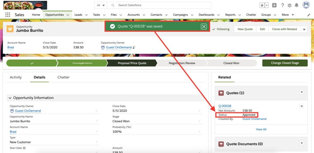 Editing an opportunity in Salesforce CPQ