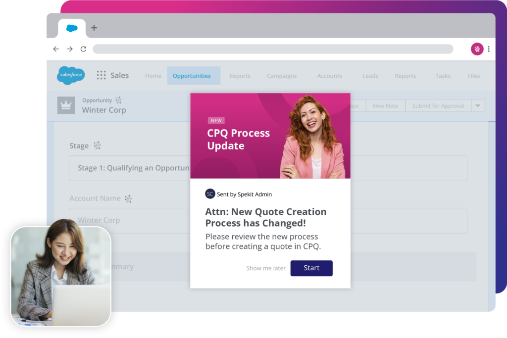 Salesforce CPQ Training In-App Alert