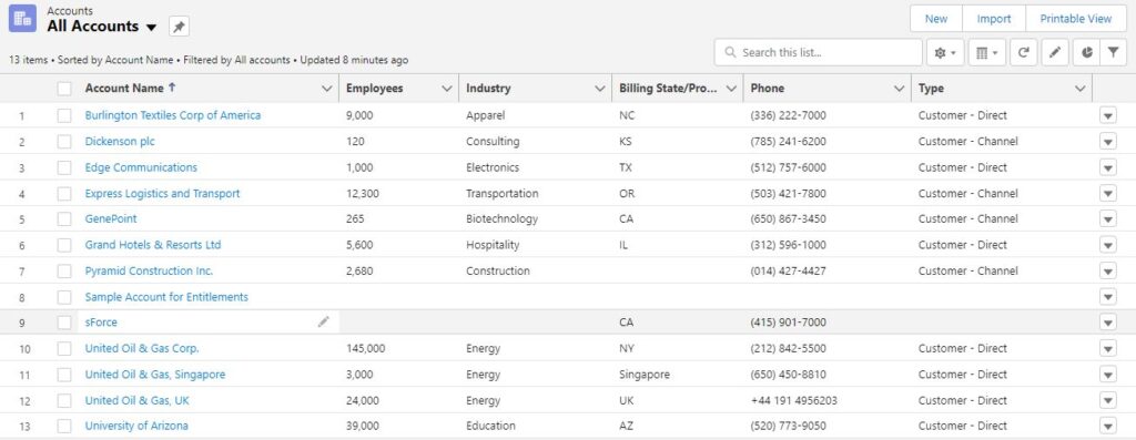 List Views in Salesforce Lightning