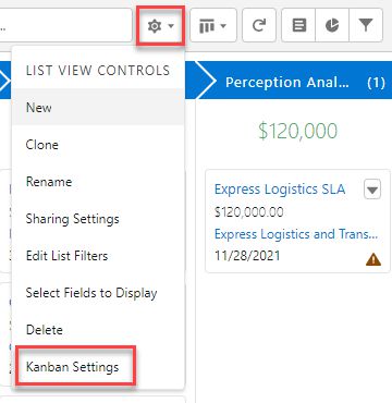 Kanban Settings in Salesforce Lightning