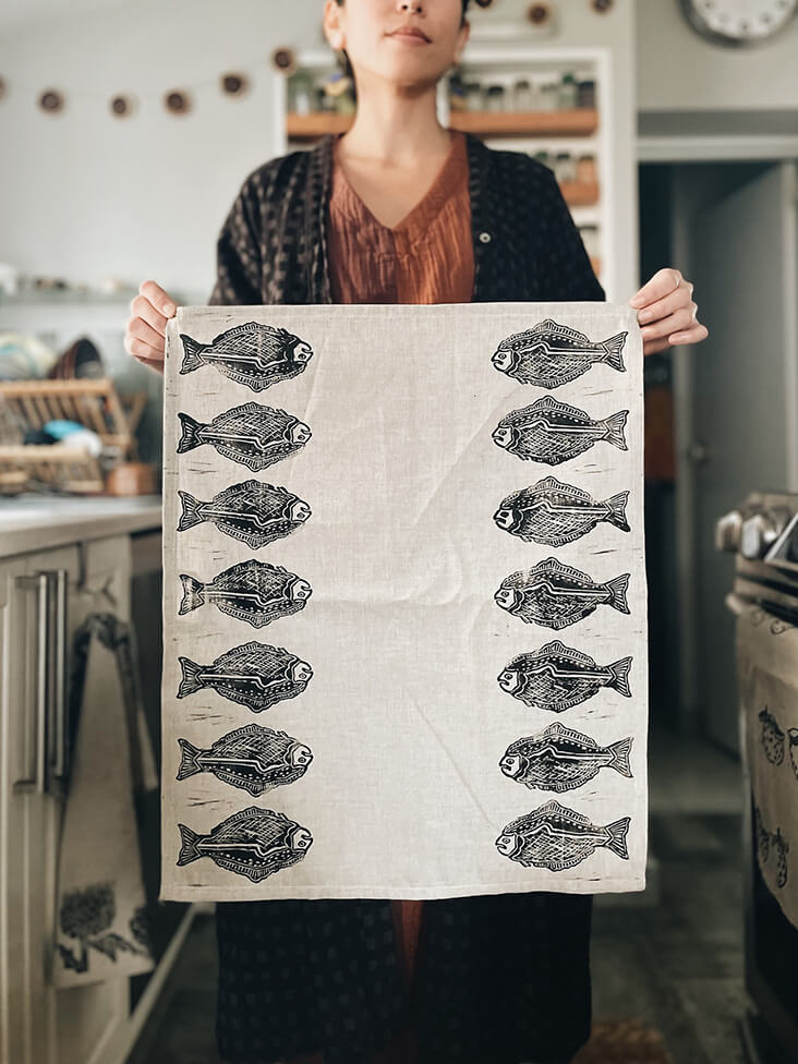 Block Printed Kitchen Towels Leila Makes