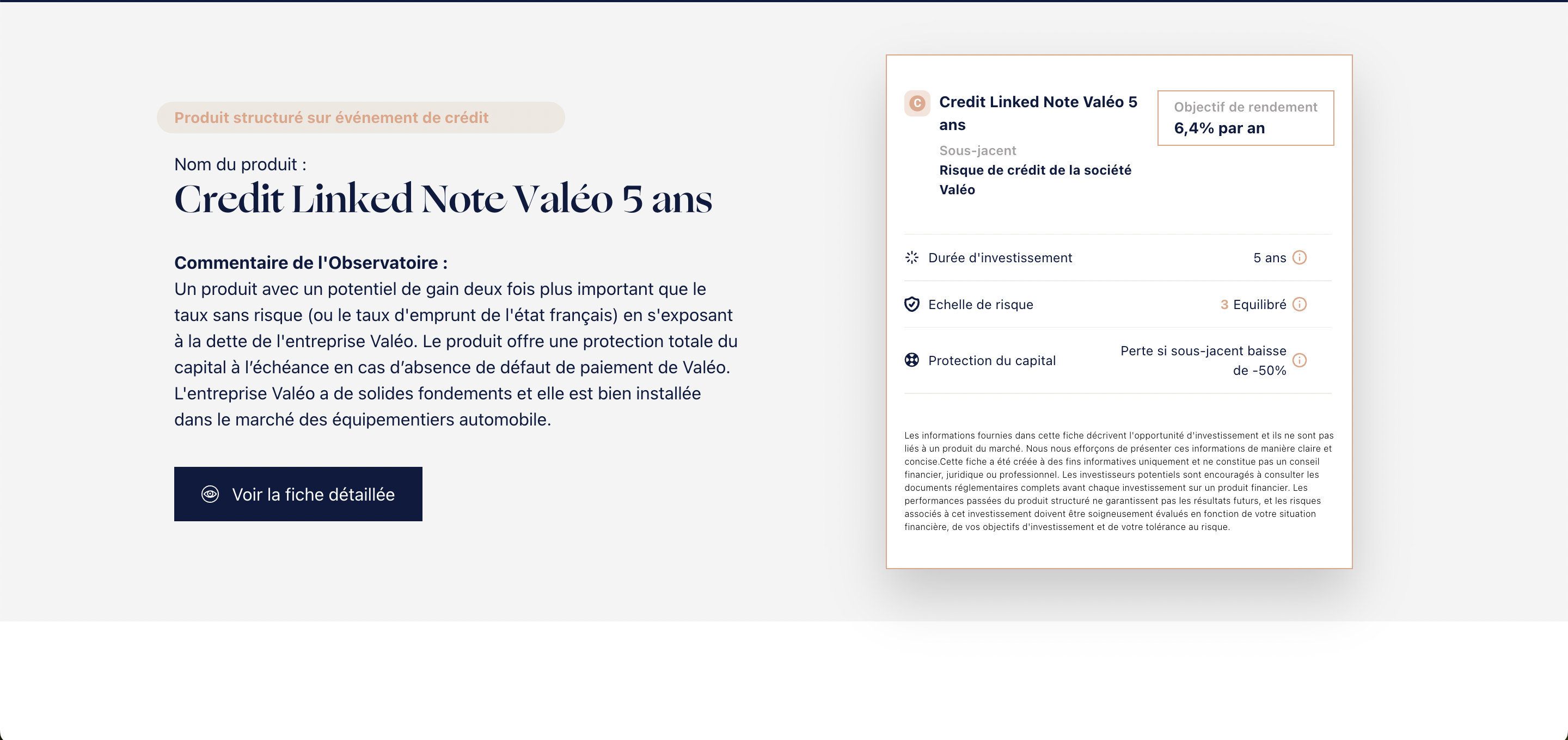 Notre avis sur le produit structuré Credit Linked Note Valéo 5 ans