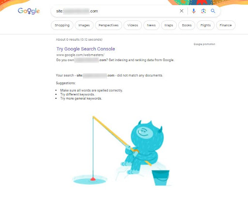 A site that has been deindexed from Google search