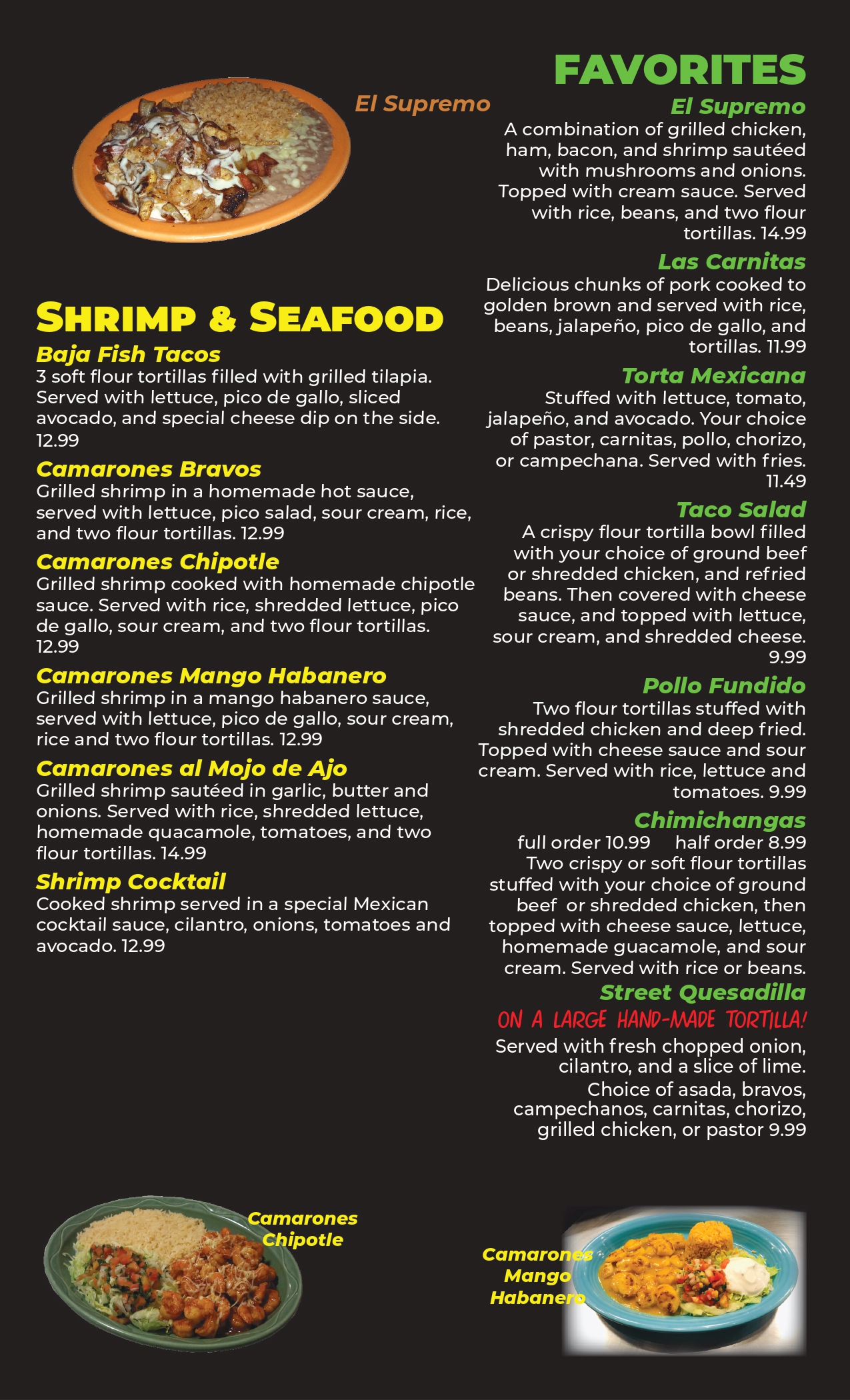 Bravo Mexican Grill | Menu