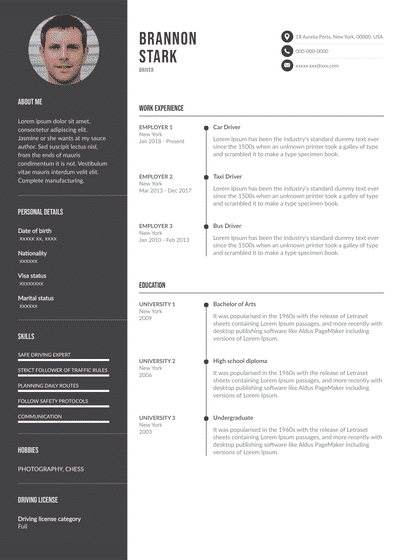 Sample of a Driving Resume