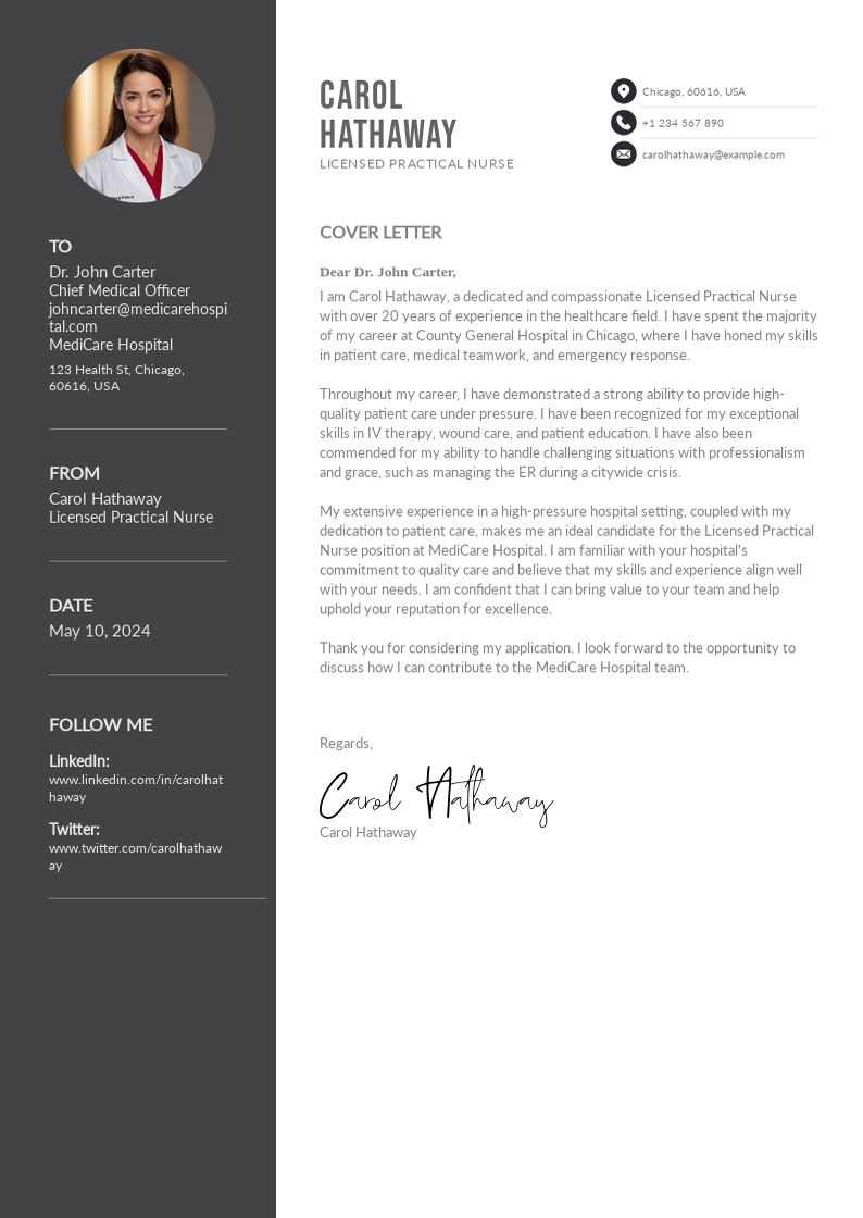 Licensed Practical Nurse Cover Letter Templates & Guide 2021