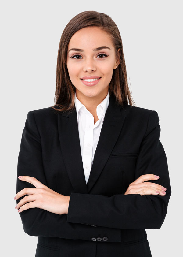 woman crossing her hands smiling