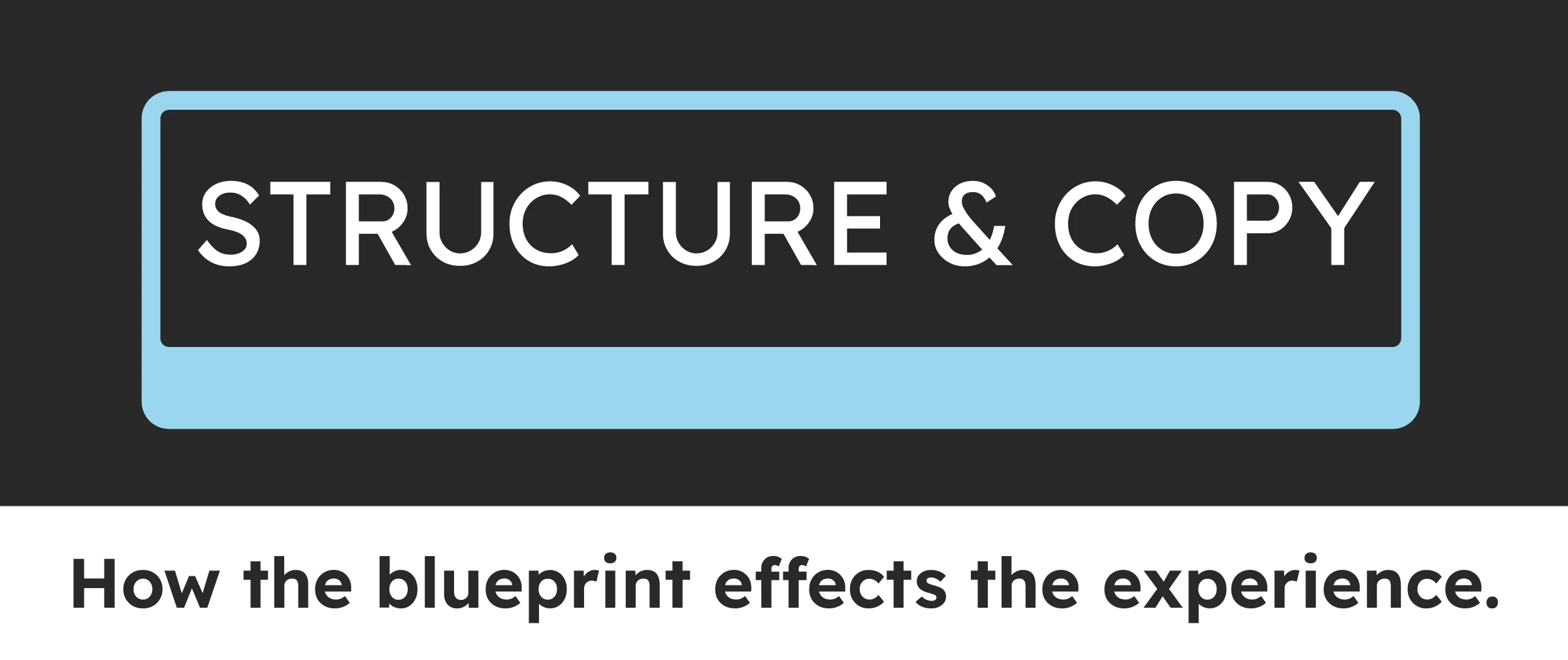 Title Reading "Structure and Copy, How the blueprint effects the experience"