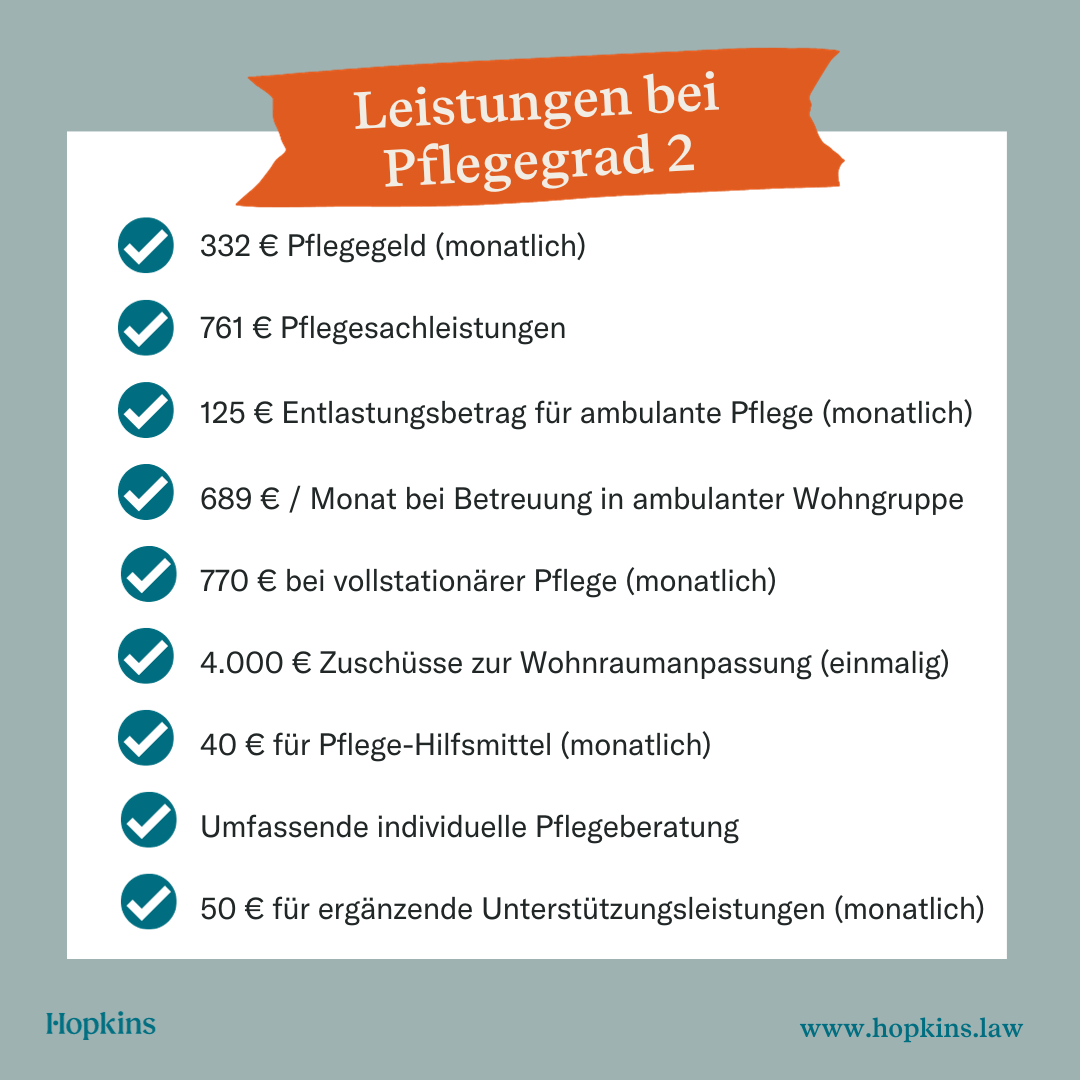 Pflegegrad 2: Definition, Anspruch und Leistungen