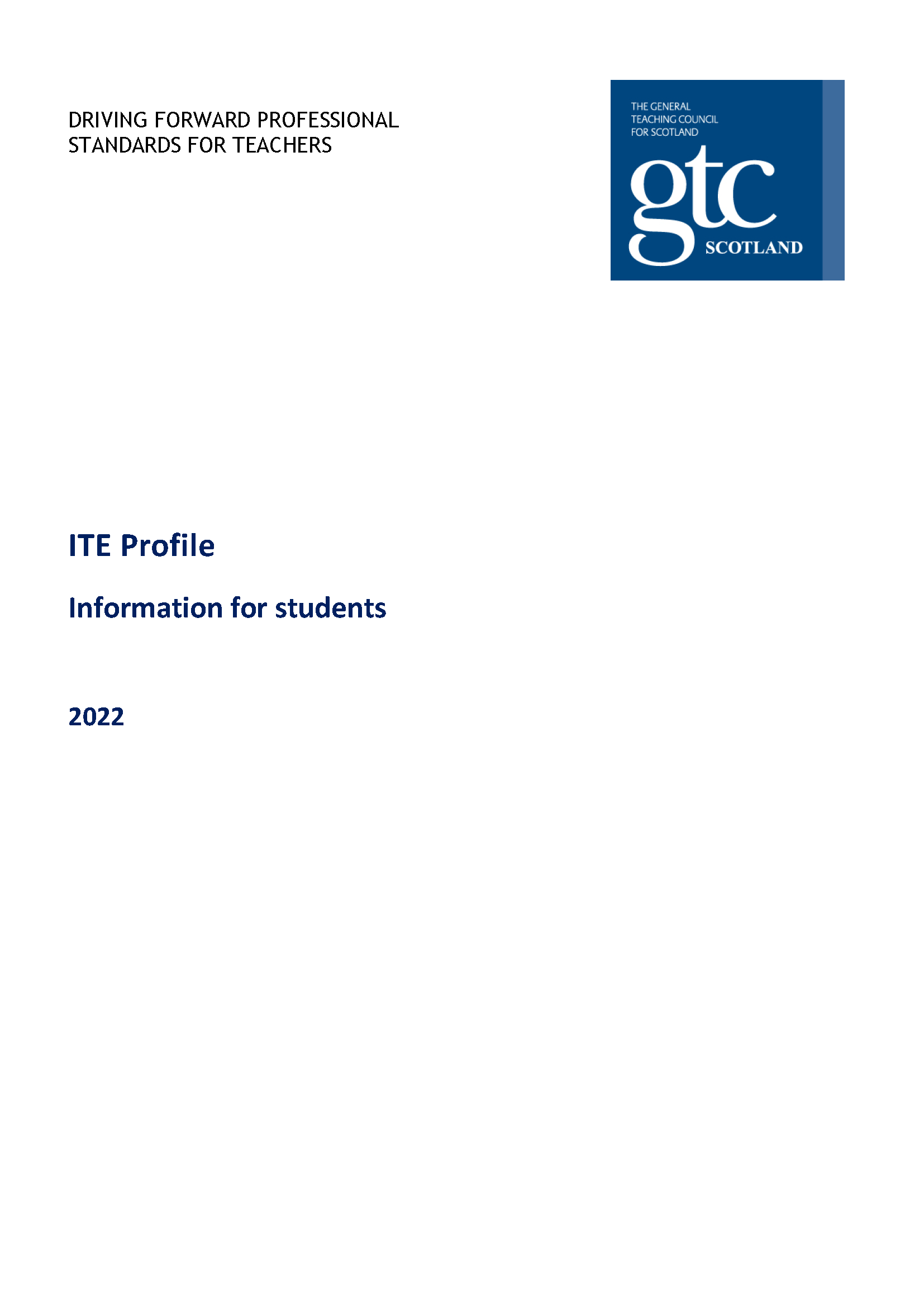 Document > Initial Teacher Education profile information for students