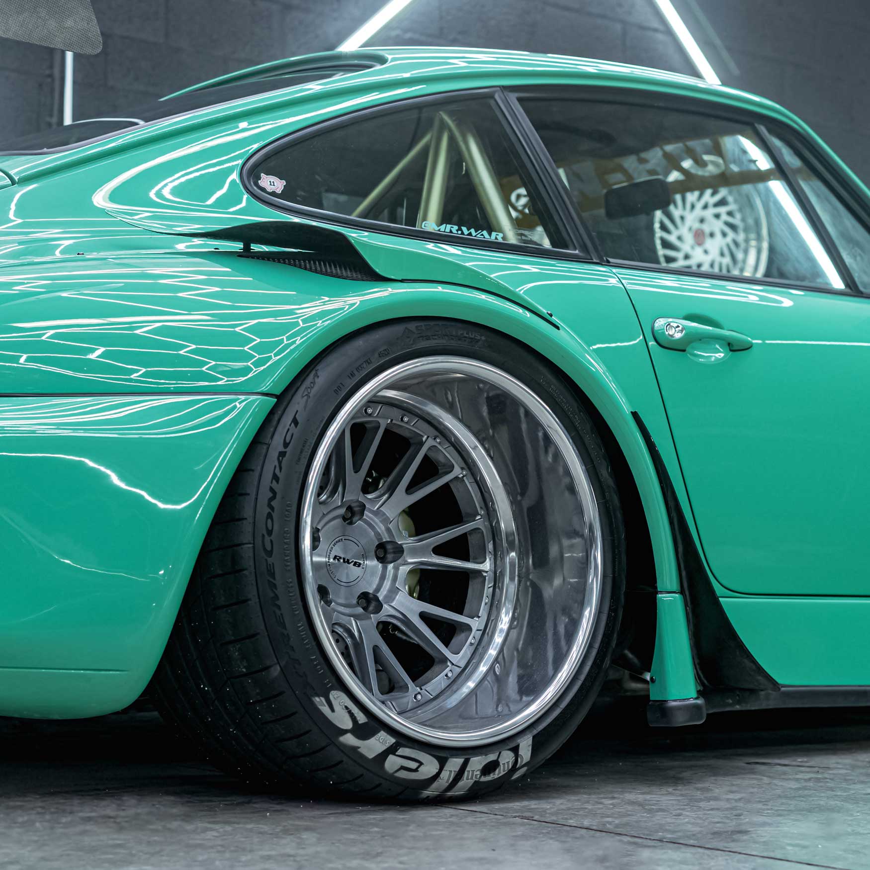 Rare green Porsche RWB rear view