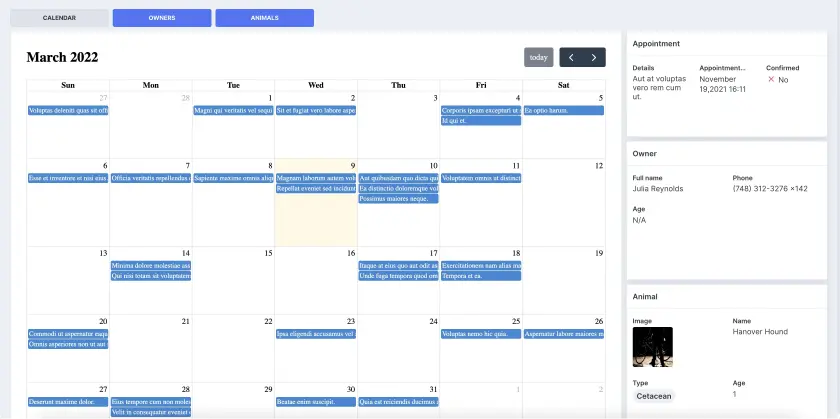 Appointment calendar