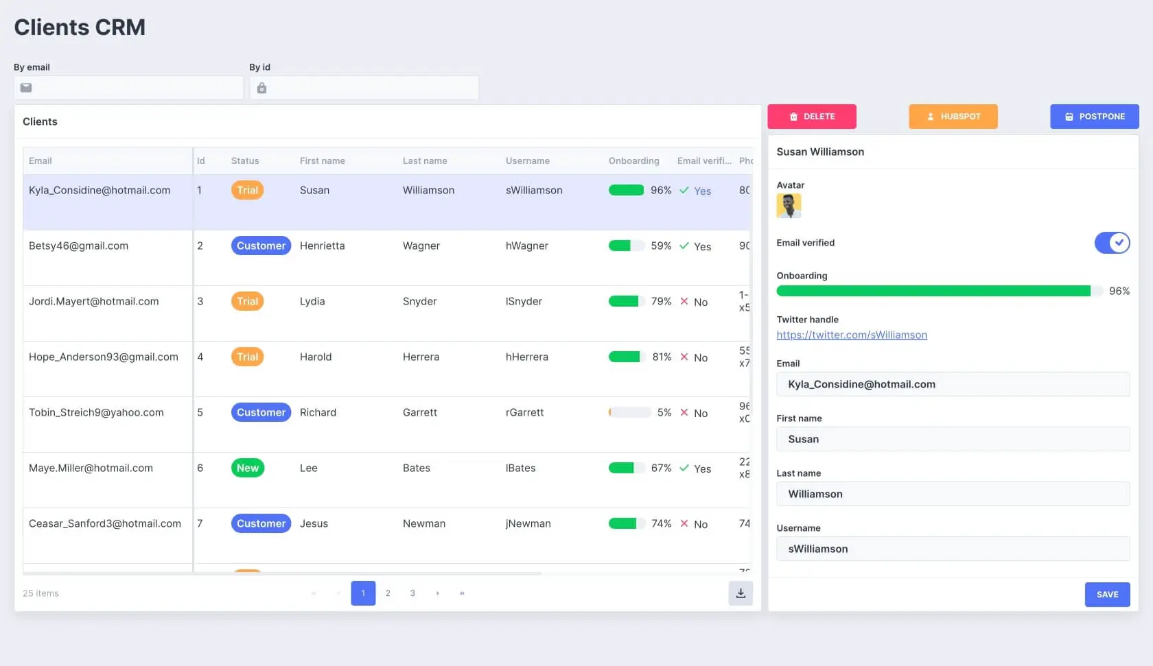 PostgreSQL CRM