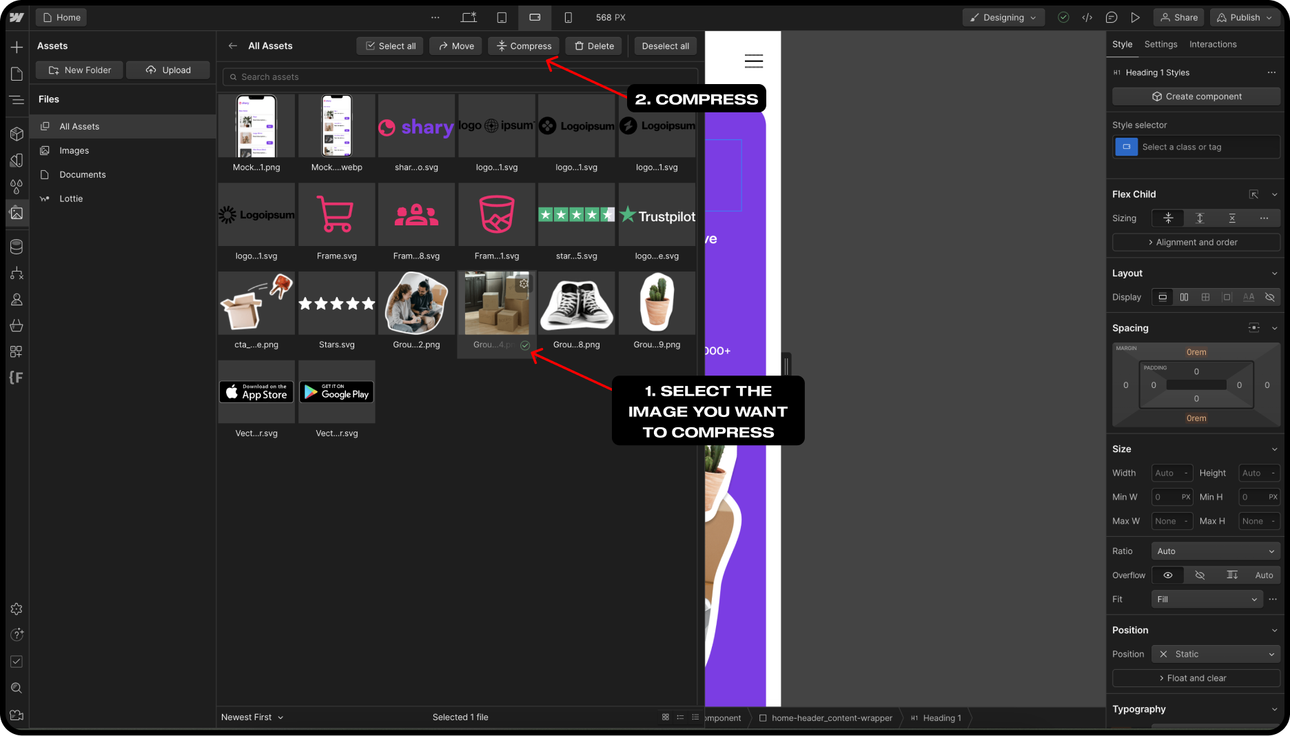 Compress Image Settings in Webflow