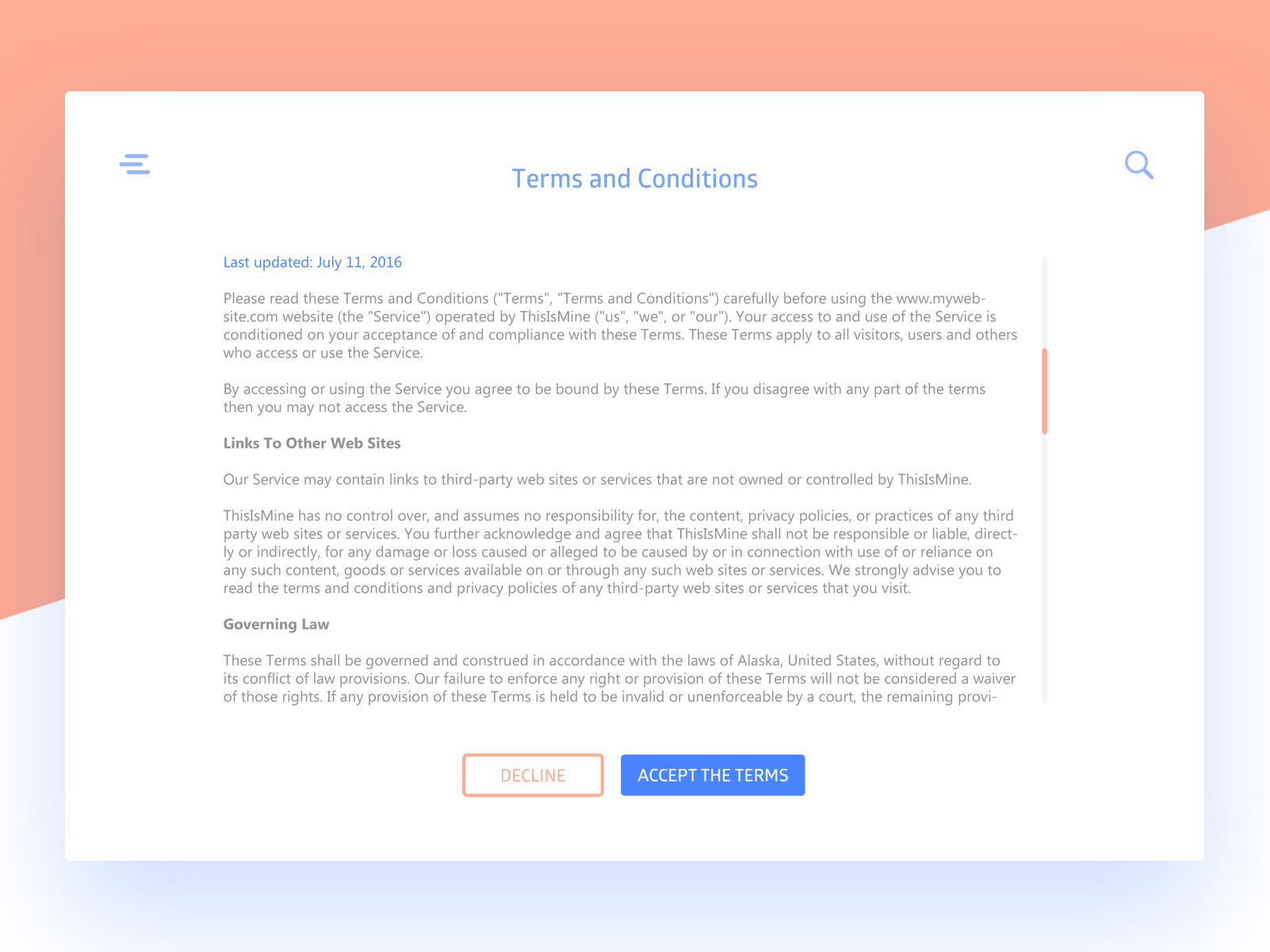 UI Design Daily | Terms of Service
