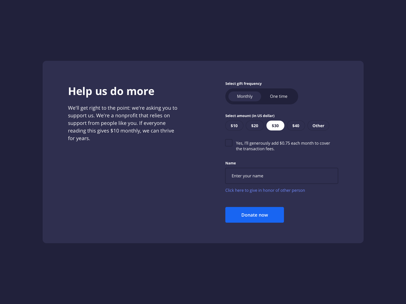 Donation Gui Example UI Design Daily | Donate Section