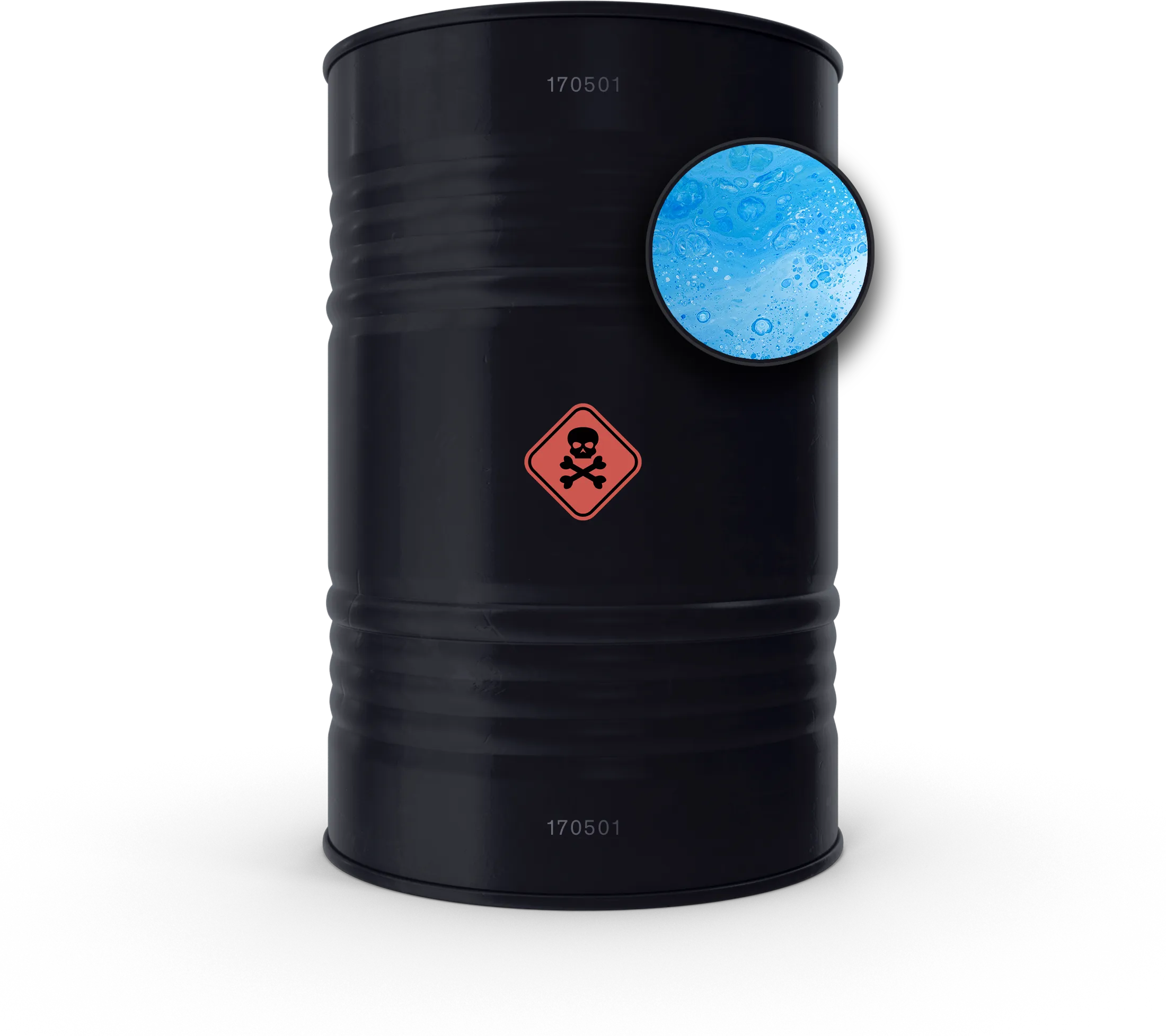 Barrel showing the chemical it contains has been relabelled as a chronic health hazard