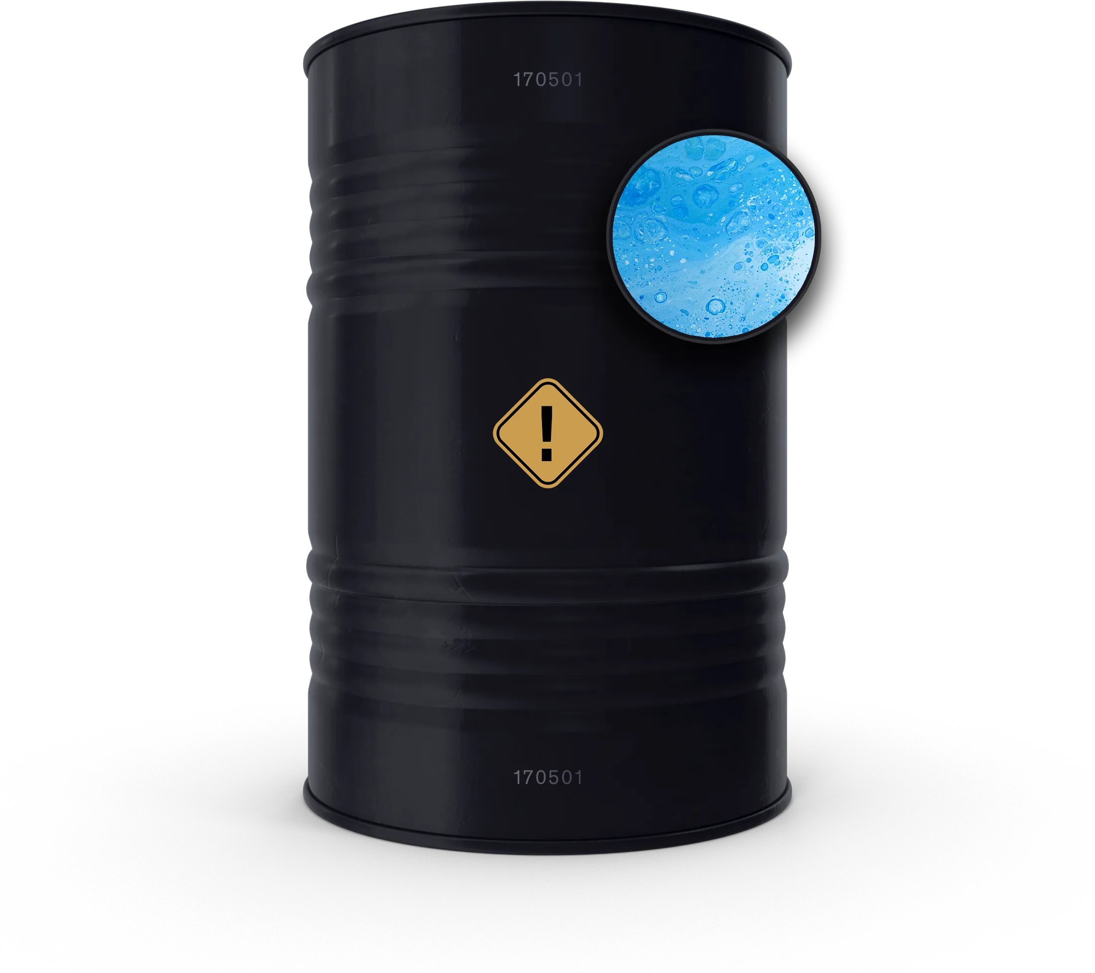 Barrel showing the chemical it contains has low level toxicity