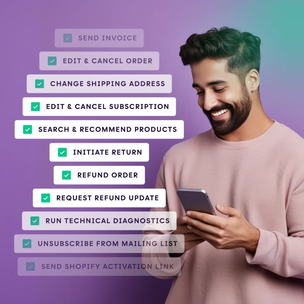 Customer uses Yuma.ai over human agent for tasks such as Order, Subscription and Refund management.