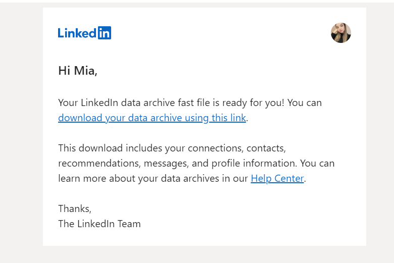 how to export LinkedIn contacts