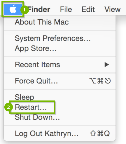 self assigned ip address meaning Apple menu with Restart option selected. Screenshot.