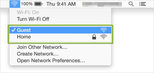 self assigned ip address meaning Wi-Fi menu with networks highlighted.