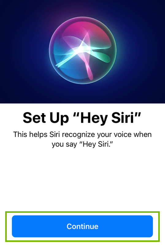 Apple setting up siri's voice training