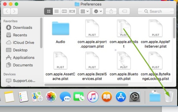 plist file being dragged to trash can