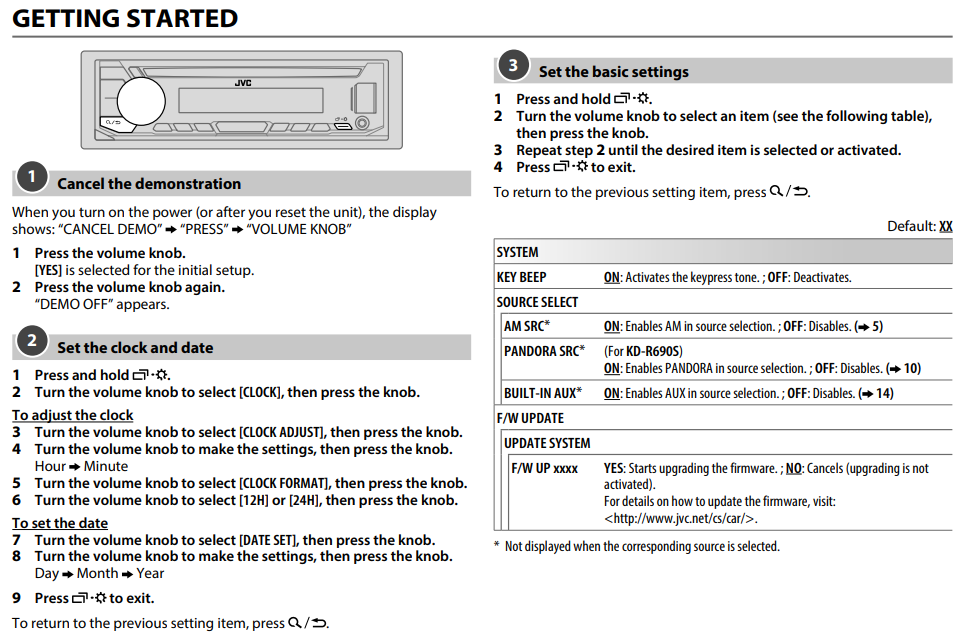 How to Setup JVC KD-R492 CD Receiver